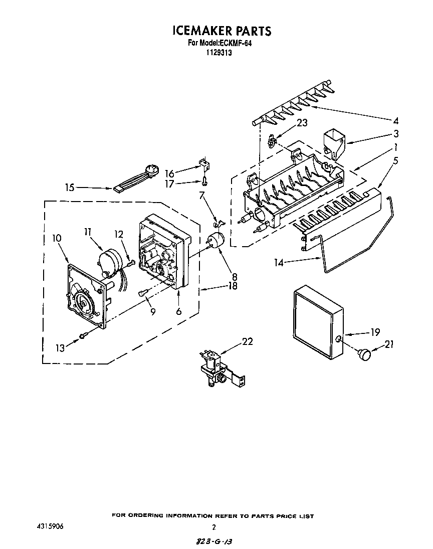 Whirlpool ECKMF64 icemaker assembly diagram
