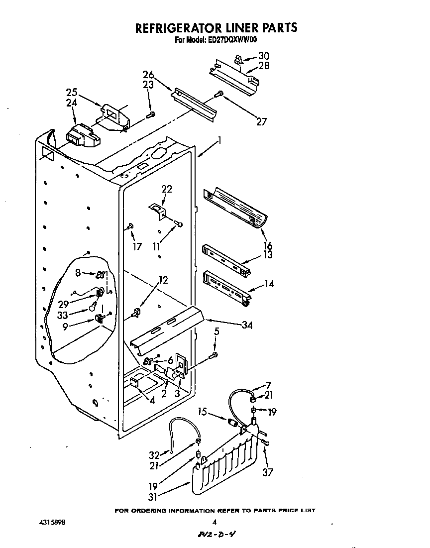 Whirlpool ED27DQXWN00 refrigerator liner diagram