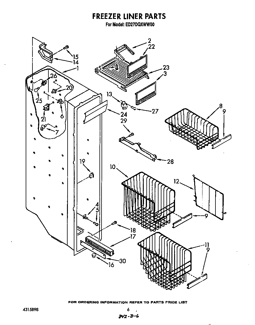 Whirlpool ED27DQXWN00 freezer liner diagram