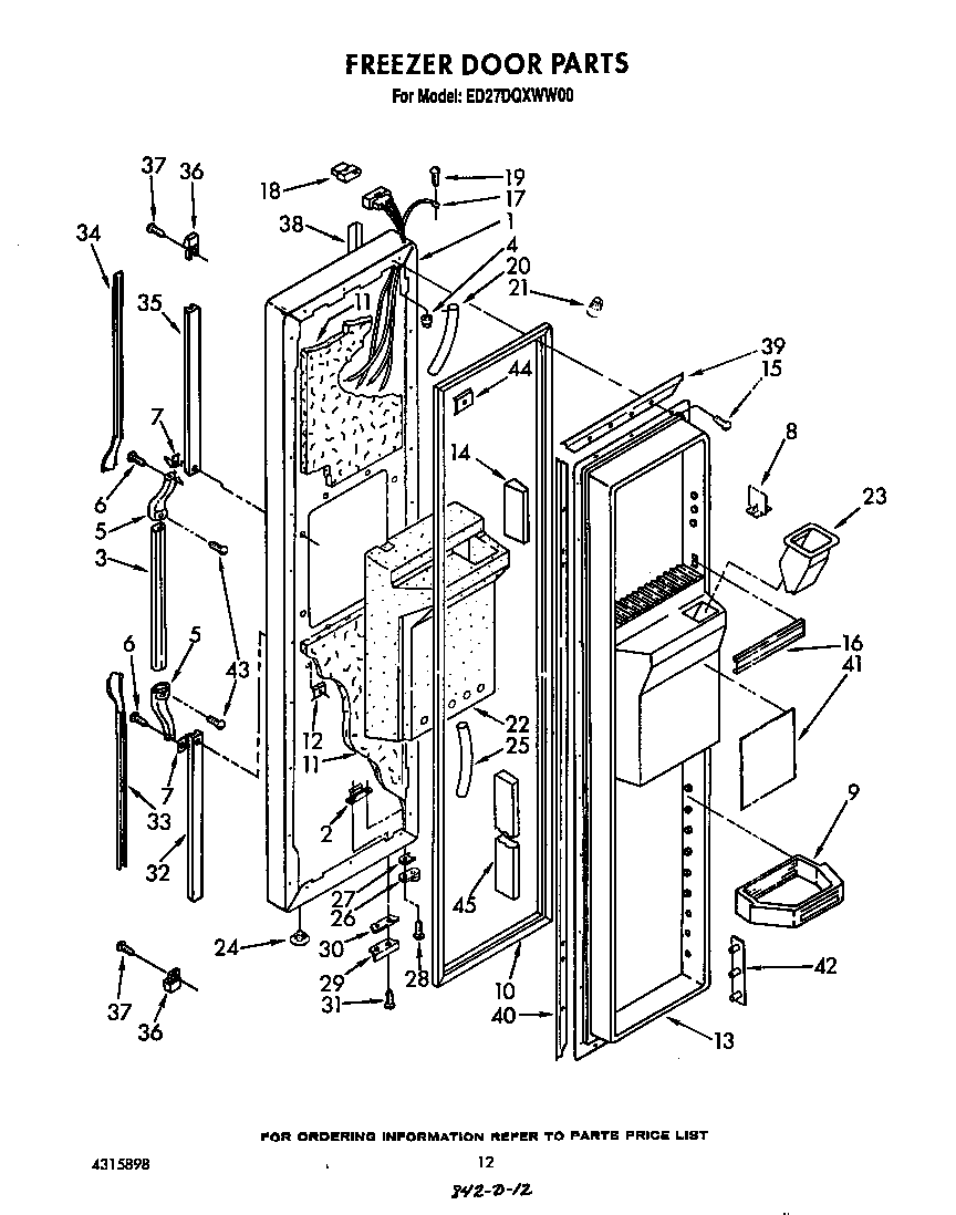 Whirlpool ED27DQXWN00 freezer door diagram