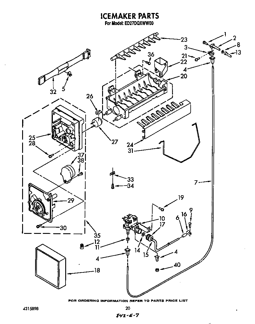 Whirlpool ED27DQXWN00 ice maker diagram