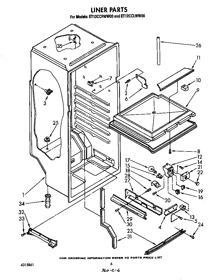 Whirlpool ET12CCRWW00 liner diagram