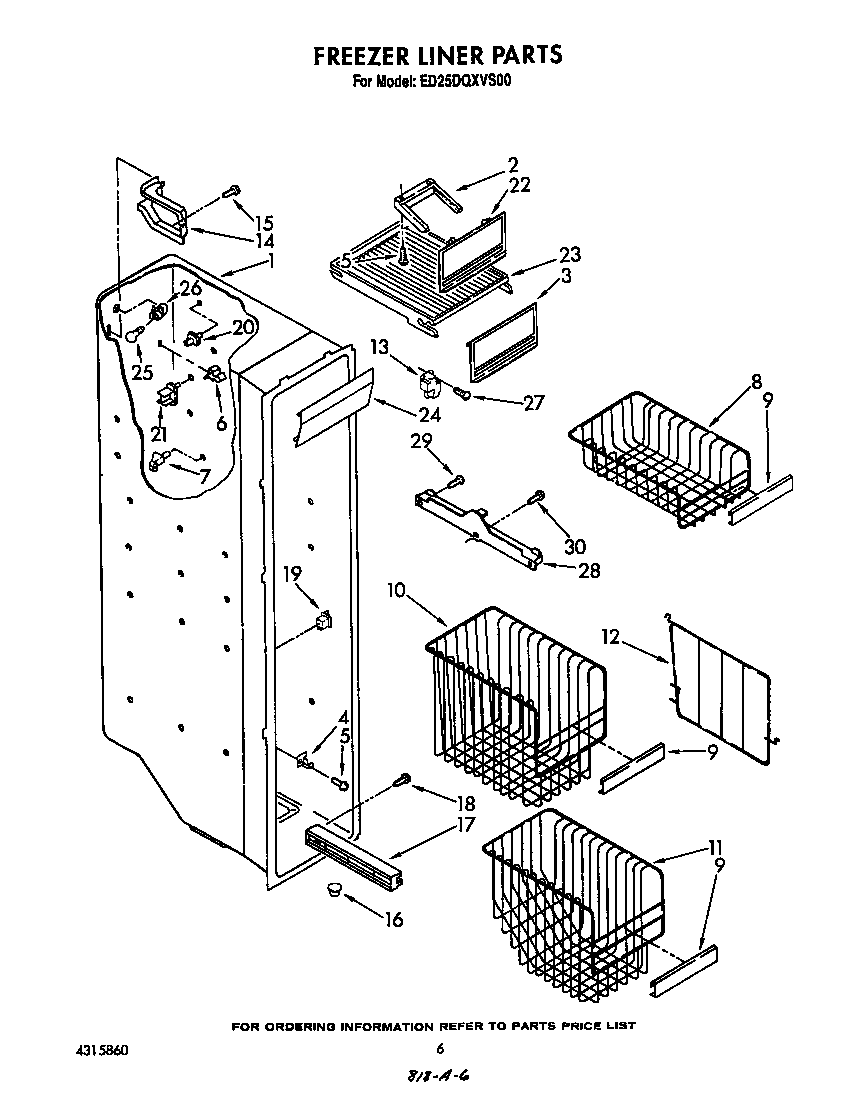 Whirlpool ED25DQXVS00 freezer liner diagram
