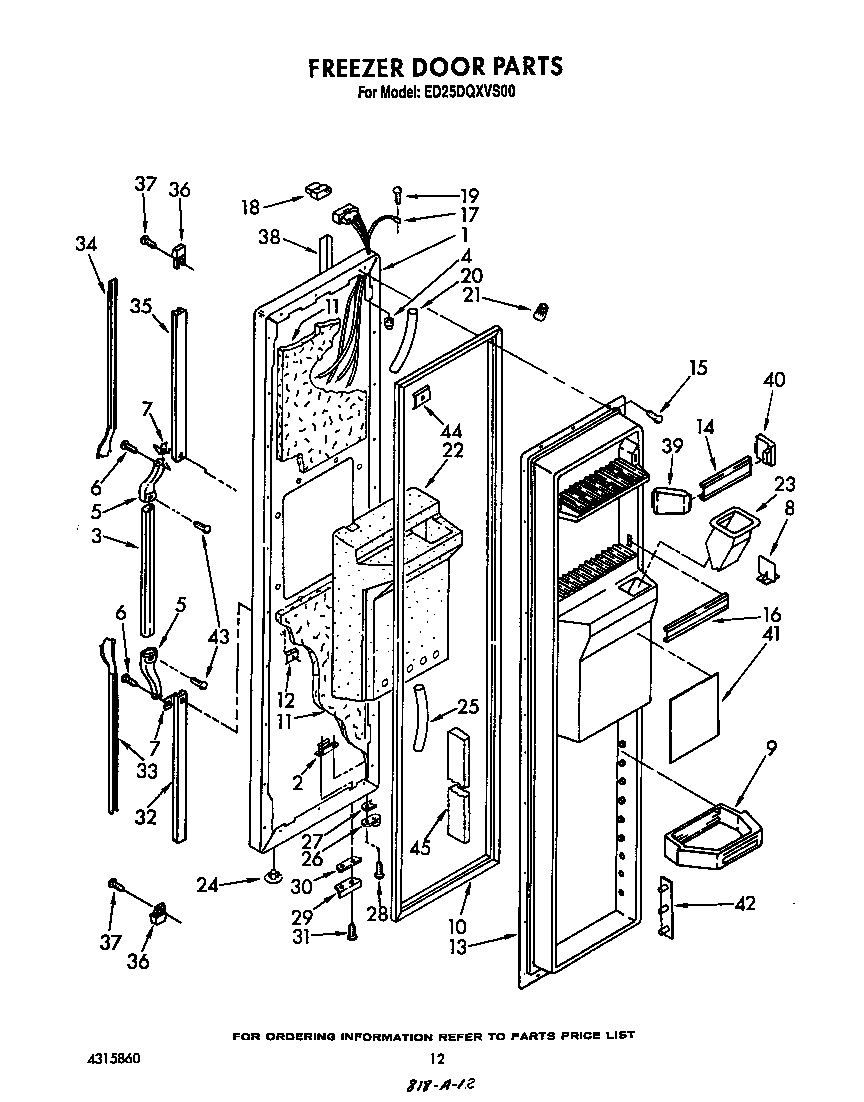 Whirlpool ED25DQXVS00 freezer door diagram