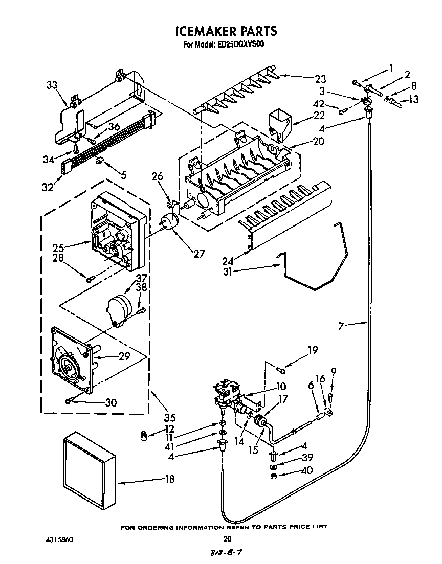 Whirlpool ED25DQXVS00 ice maker diagram