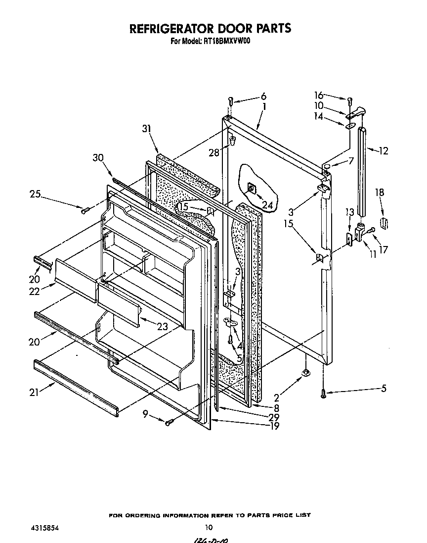 Roper RT18BMXVW00 refrigerator door diagram