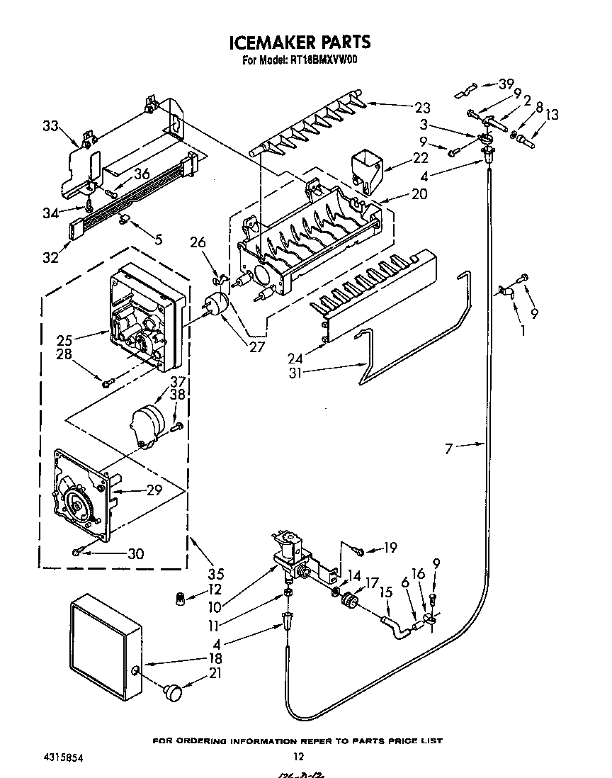 Roper RT18BMXVW00 icemaker diagram