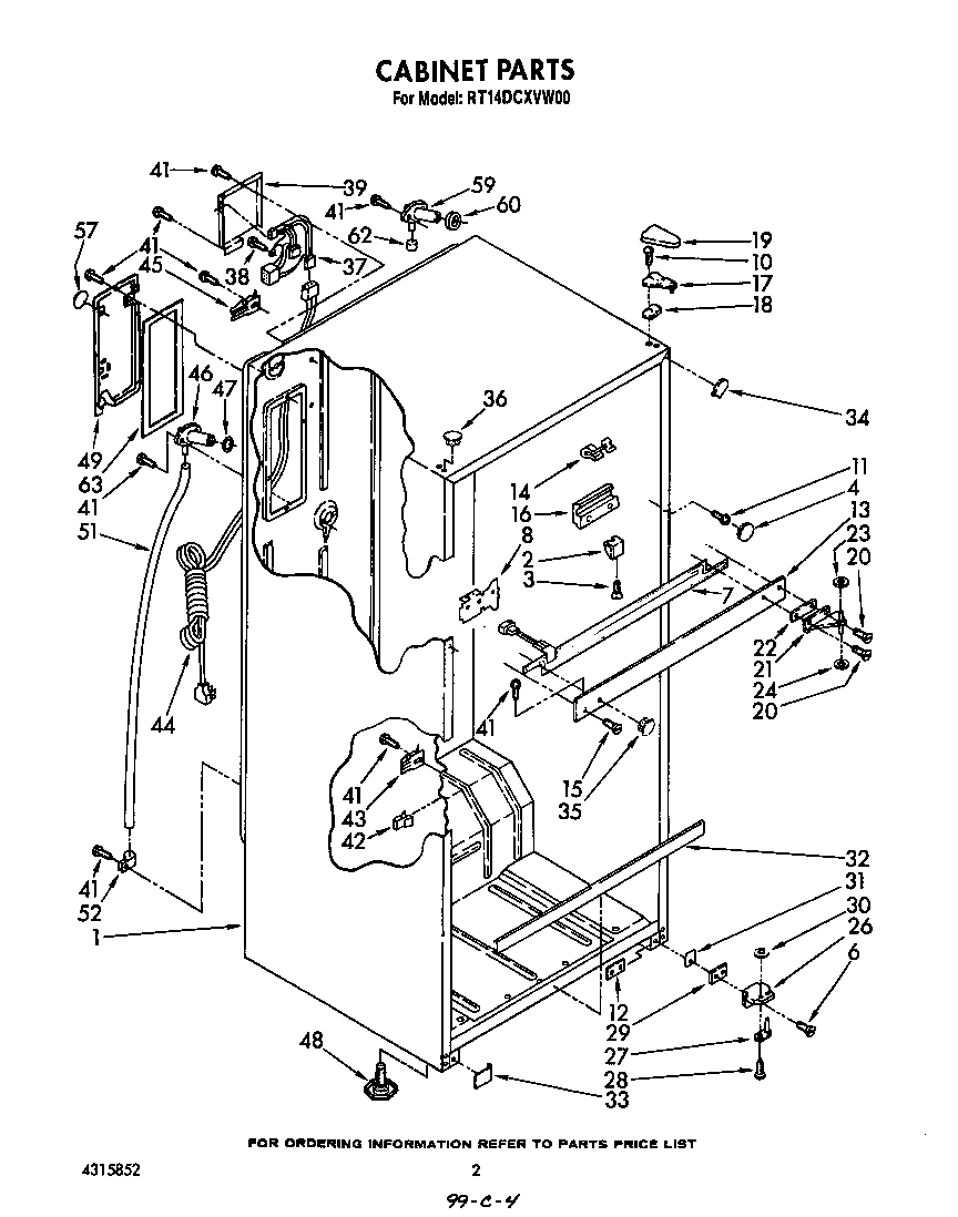 Roper RT14DCXVW00 cabinet diagram
