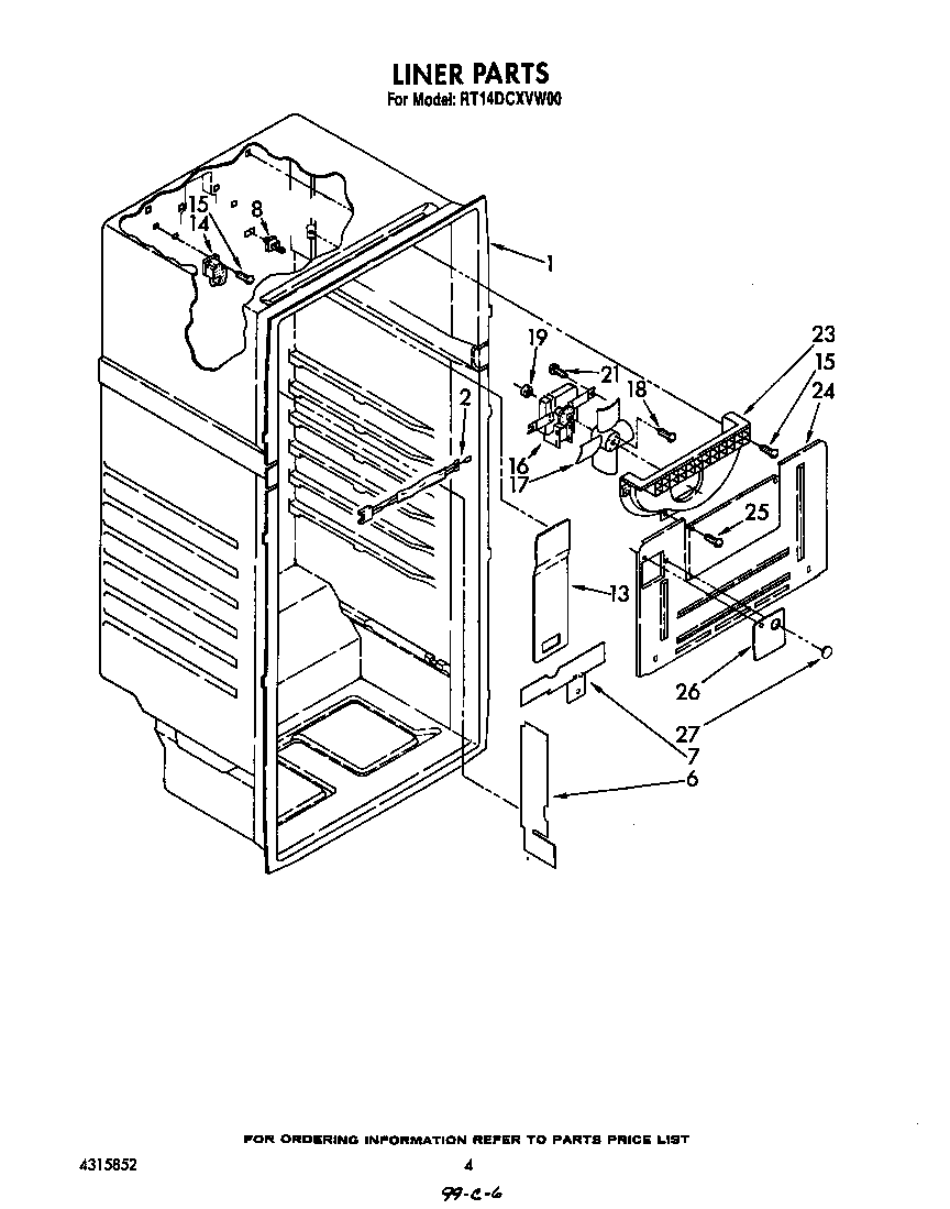 Roper RT14DCXVW00 liner diagram