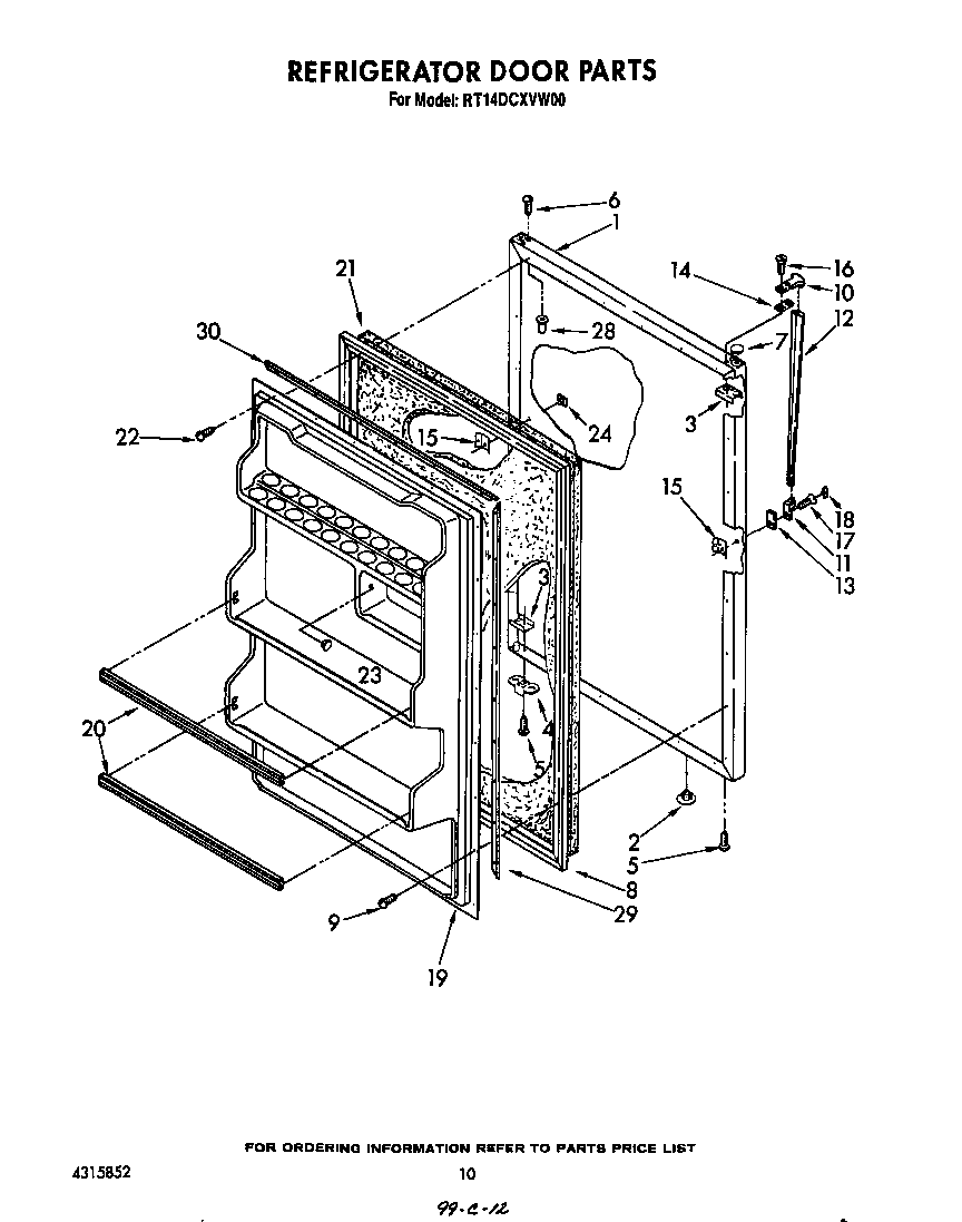 Roper RT14DCXVW00 refrigerator door diagram