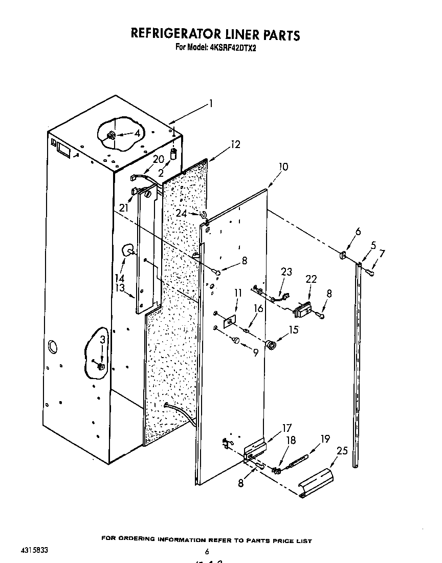 KitchenAid 4KSRF42DTX2 refrigerator liner diagram