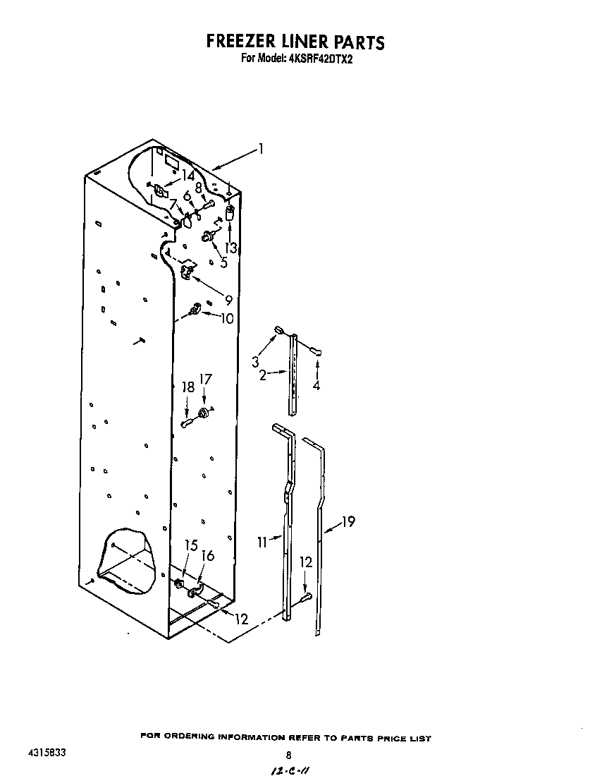 KitchenAid 4KSRF42DTX2 freezer liner diagram