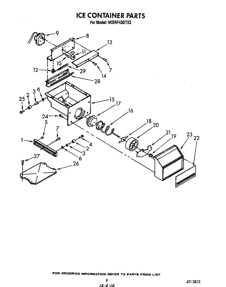KitchenAid 4KSRF42DTX2 ice container diagram