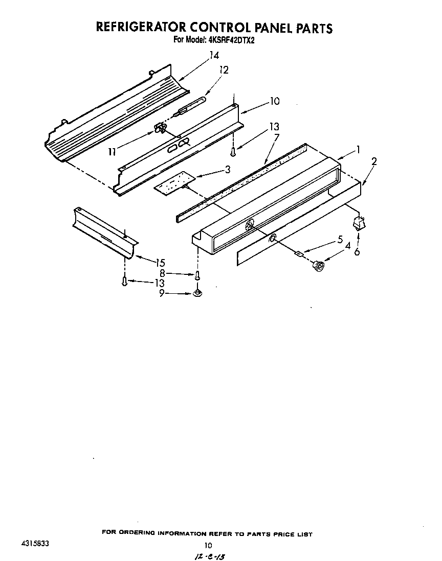KitchenAid 4KSRF42DTX2 refrigerator control panel diagram