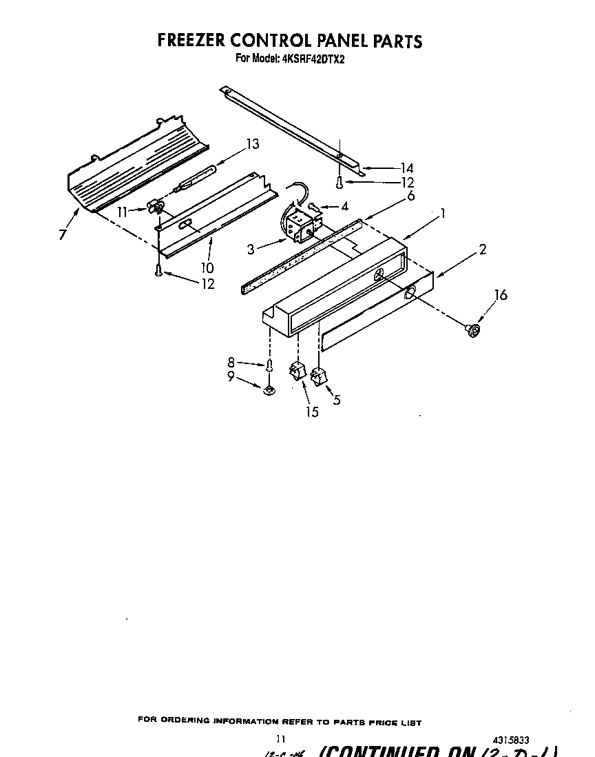 KitchenAid 4KSRF42DTX2 freezer control panel diagram