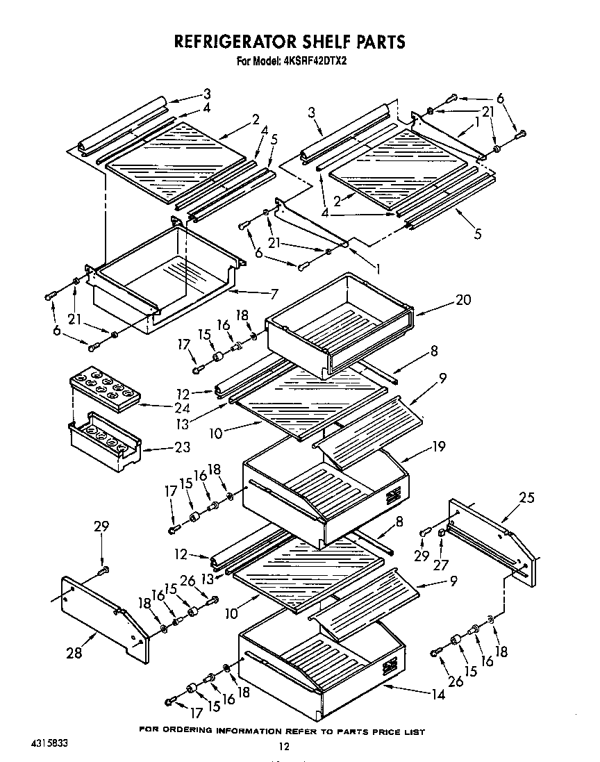KitchenAid 4KSRF42DTX2 refrigerator shelf diagram