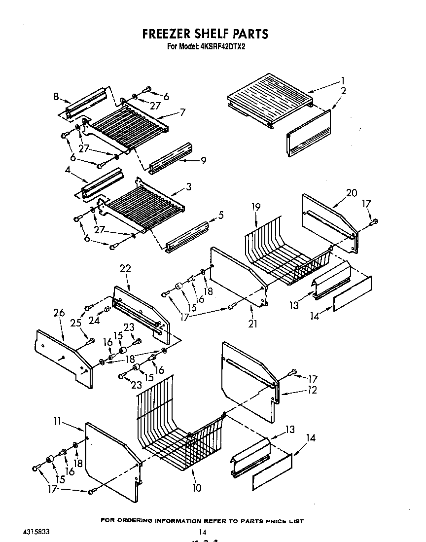 KitchenAid 4KSRF42DTX2 freezer shelf diagram