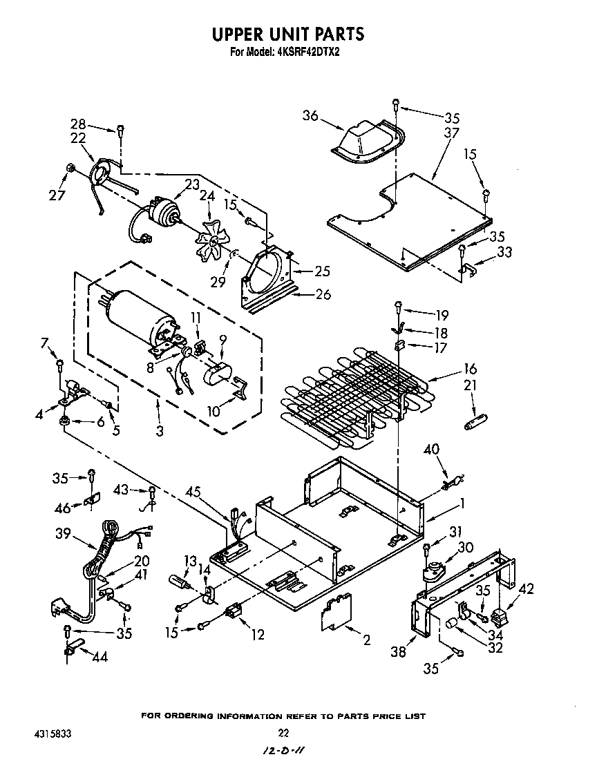 KitchenAid 4KSRF42DTX2 upper unit diagram