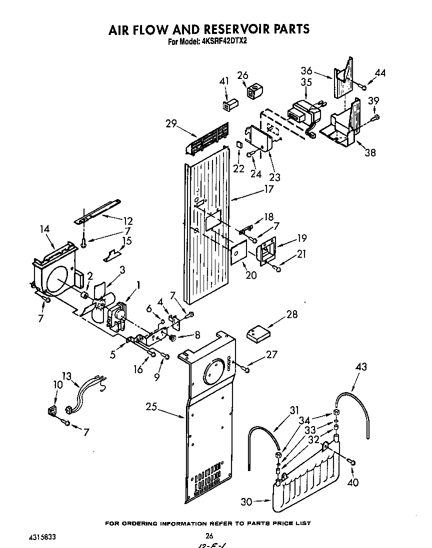 KitchenAid 4KSRF42DTX2 air flow and reservoir diagram