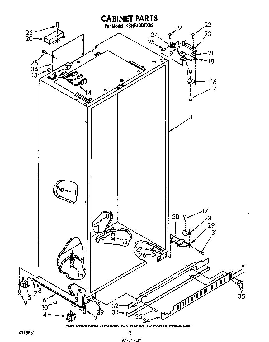 KitchenAid KSRF42DTX02 cabinet diagram