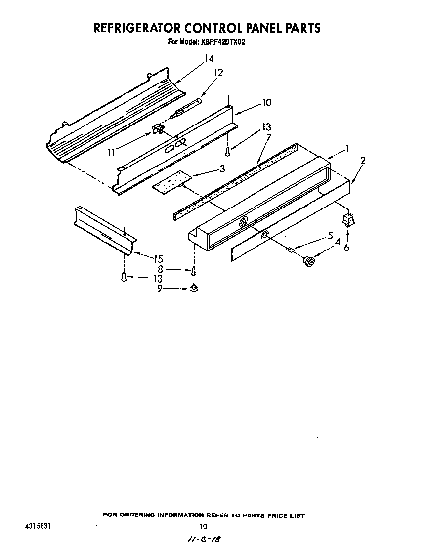 KitchenAid KSRF42DTX02 refrigerator control panel diagram