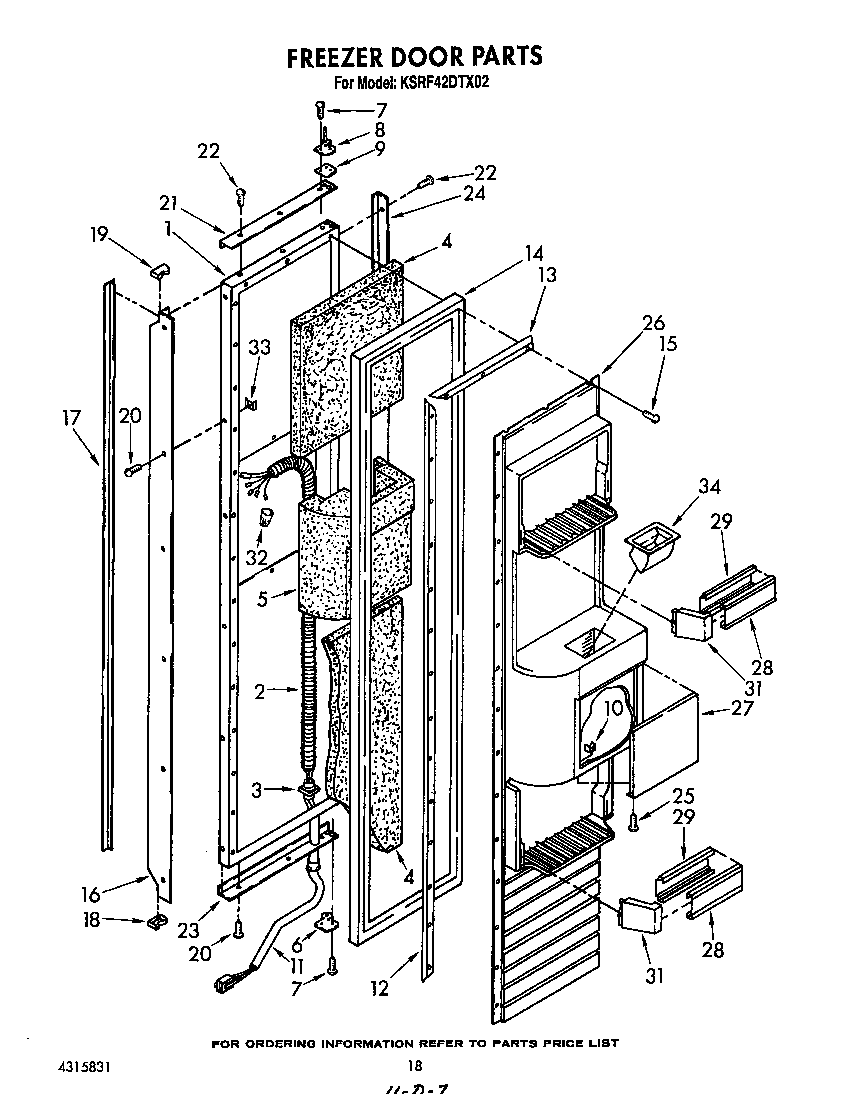KitchenAid KSRF42DTX02 freezer door diagram