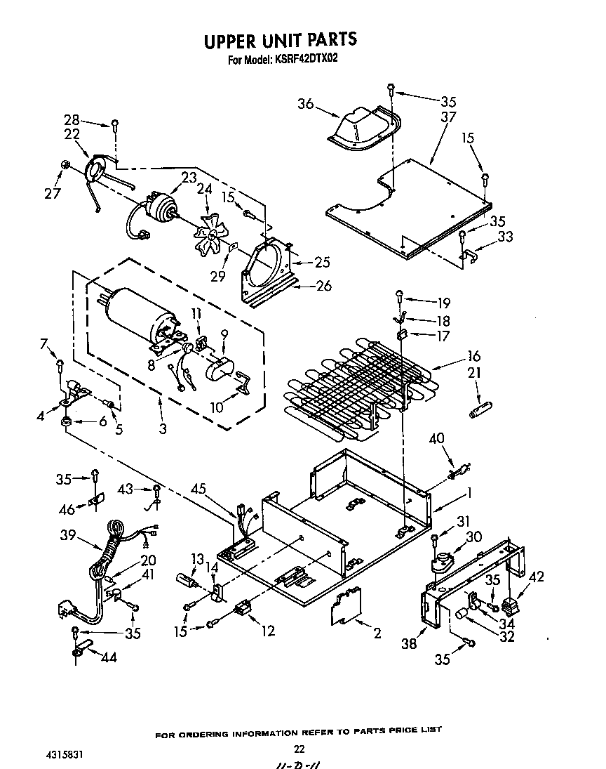 KitchenAid KSRF42DTX02 upper unit diagram