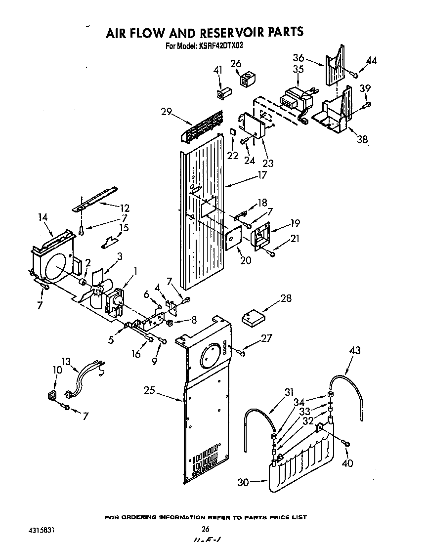 KitchenAid KSRF42DTX02 air flow and reservoir diagram