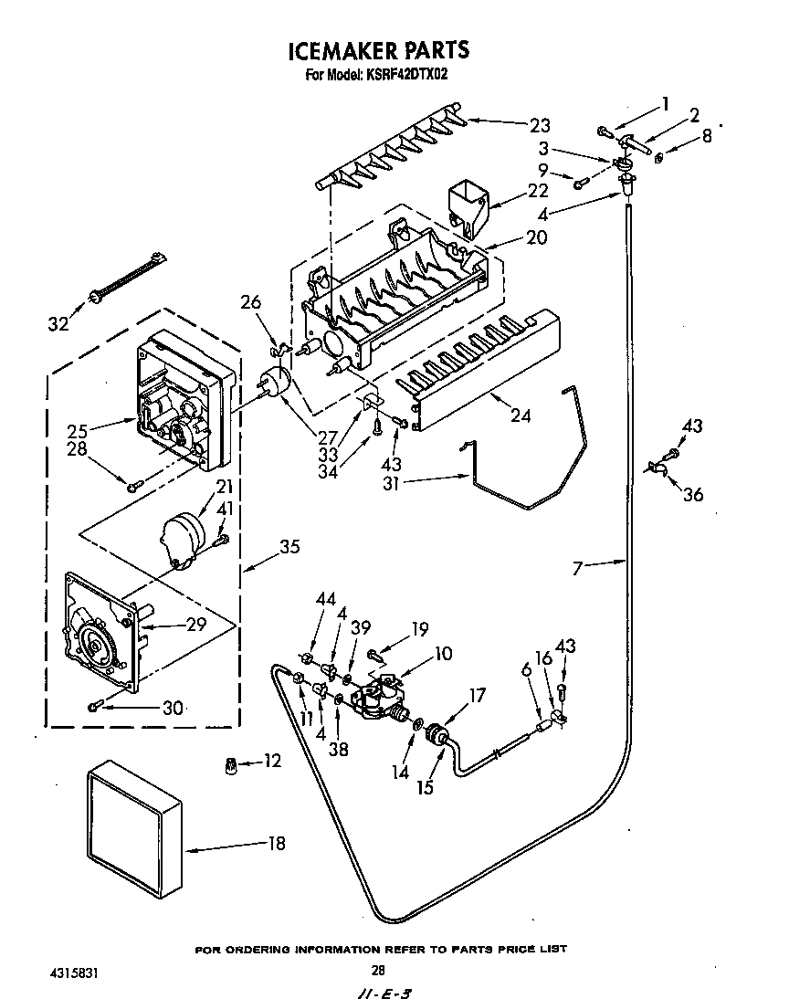 KitchenAid KSRF42DTX02 ice maker diagram