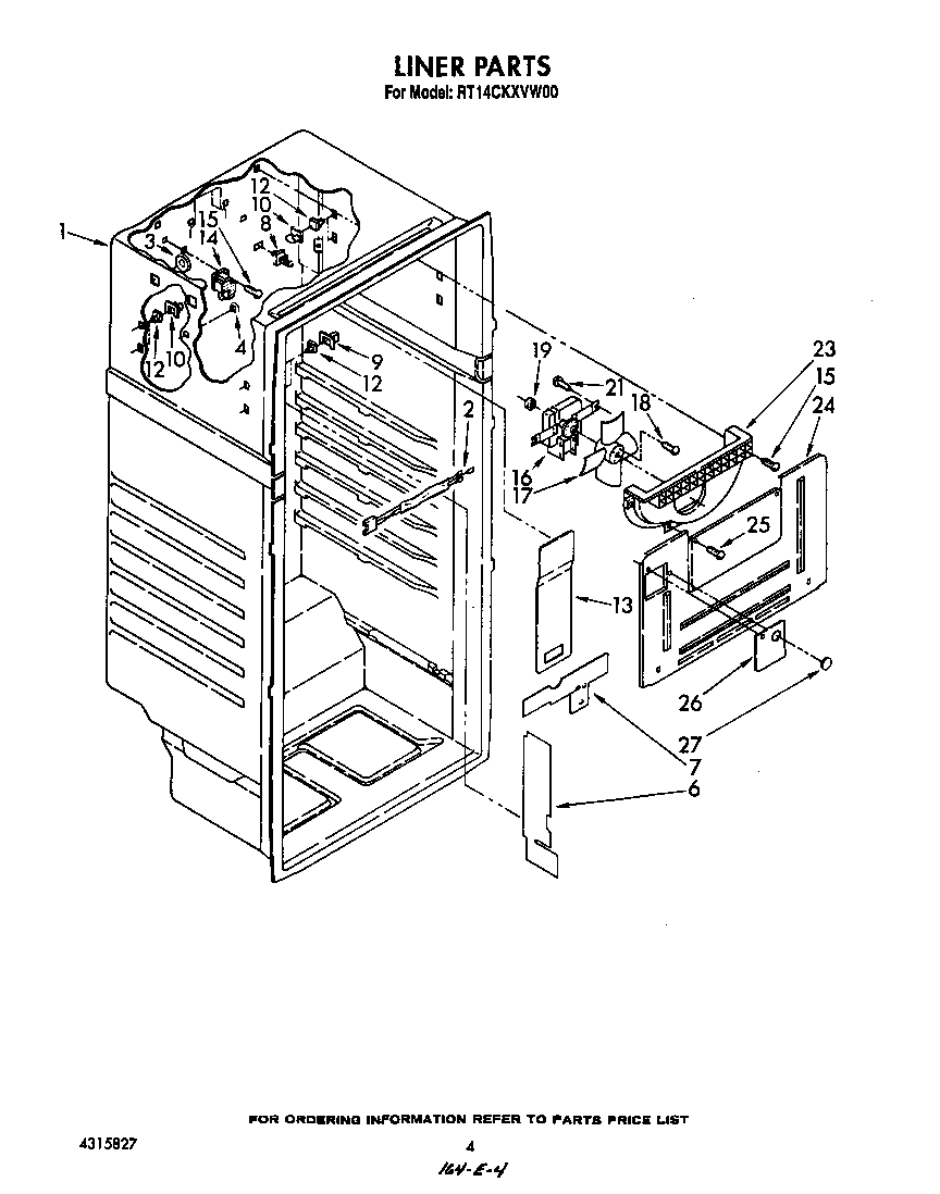 Roper RT14CKXVW00 liner diagram