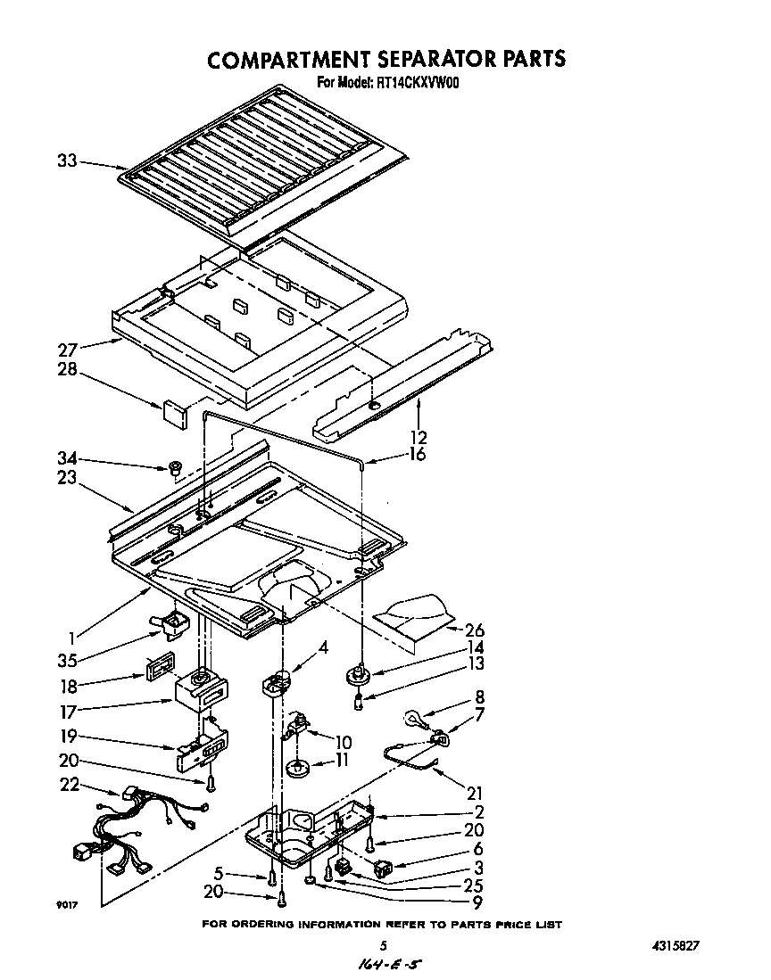 Roper RT14CKXVW00 compartment separator diagram