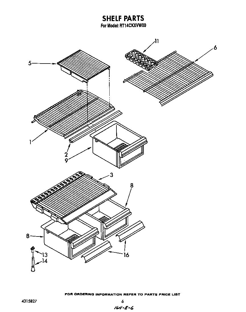 Roper RT14CKXVW00 shelf diagram