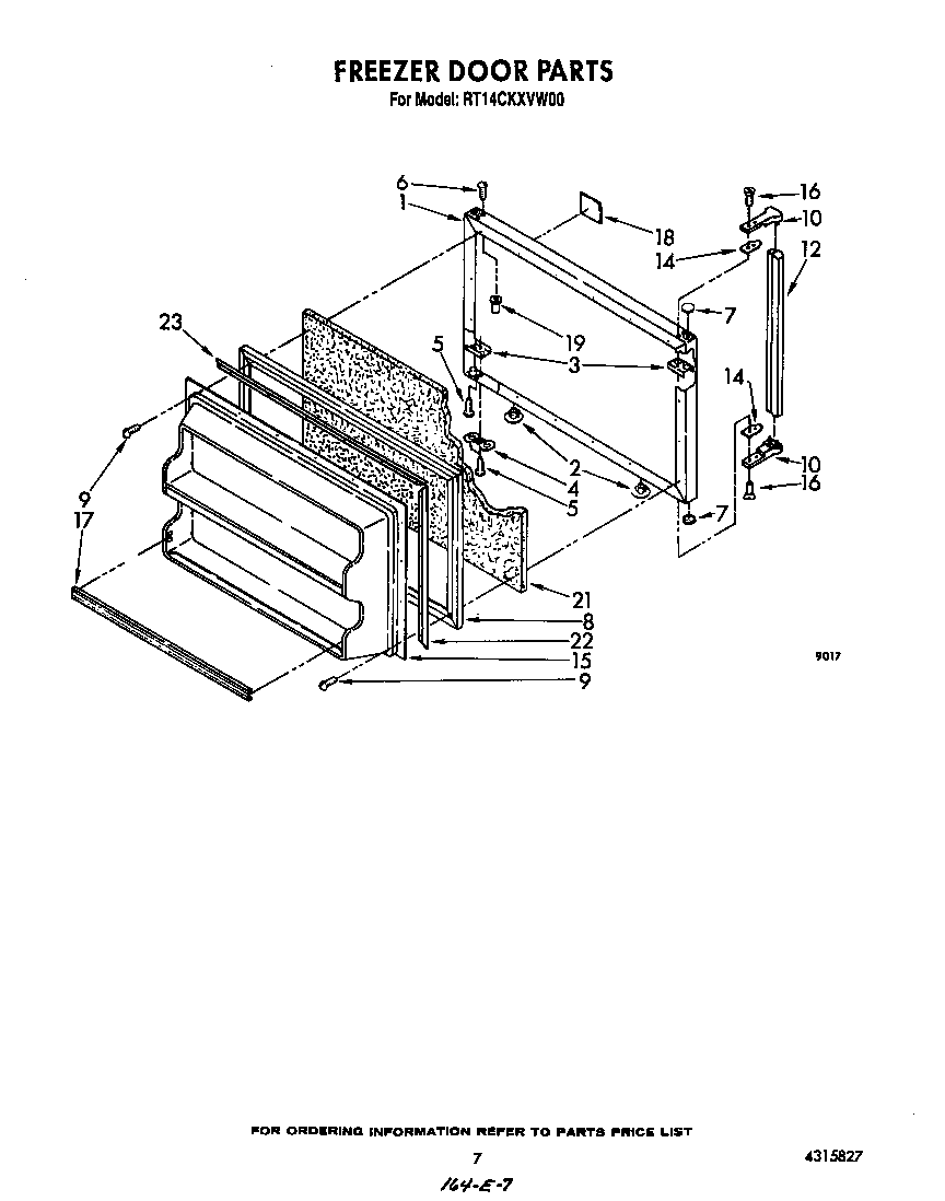 Roper RT14CKXVW00 freezer door diagram