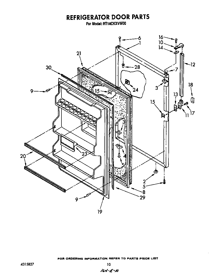 Roper RT14CKXVW00 refrigerator door diagram