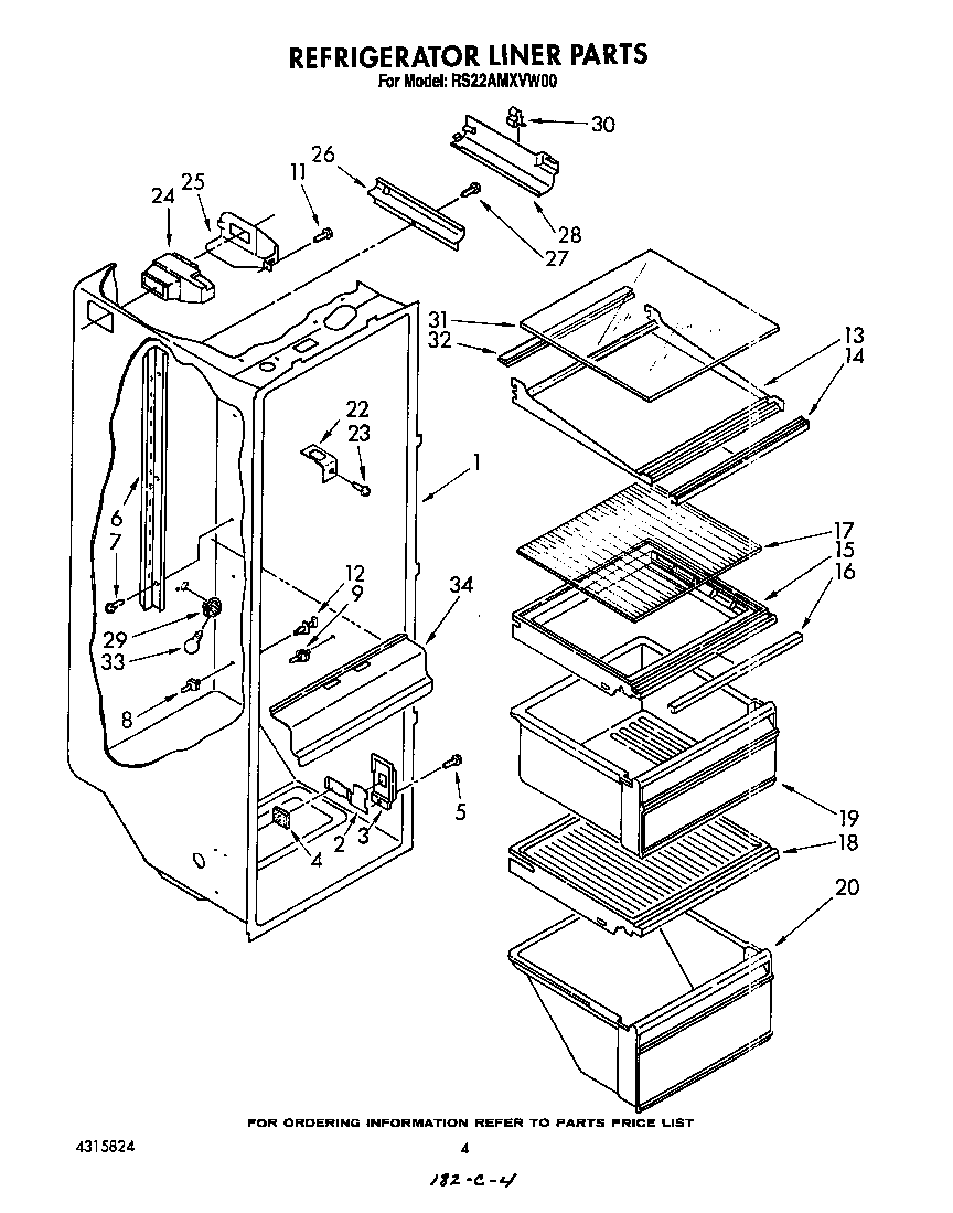 Roper RS22AMXVW00 refrigerator liner diagram