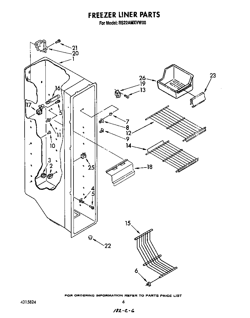 Roper RS22AMXVW00 freezer liner diagram