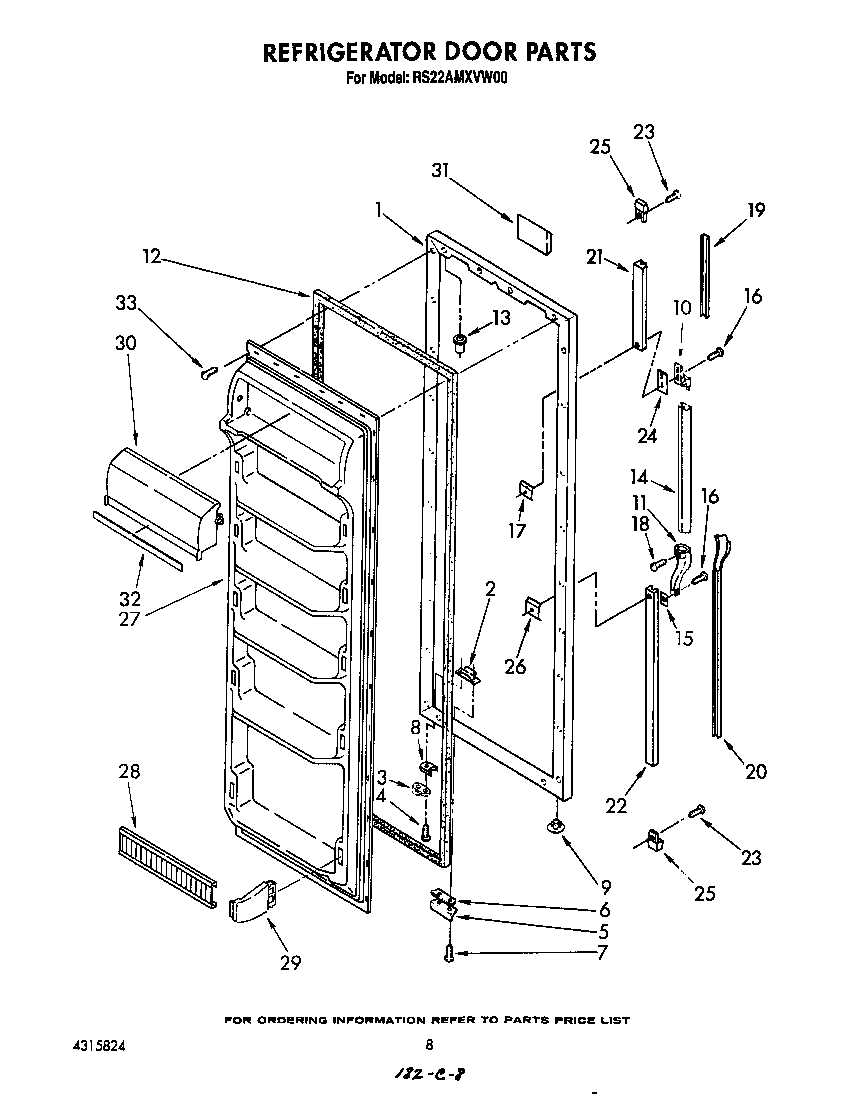 Roper RS22AMXVW00 refrigerator door diagram
