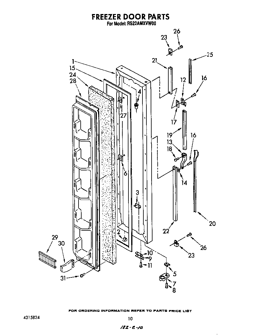 Roper RS22AMXVW00 freezer door diagram