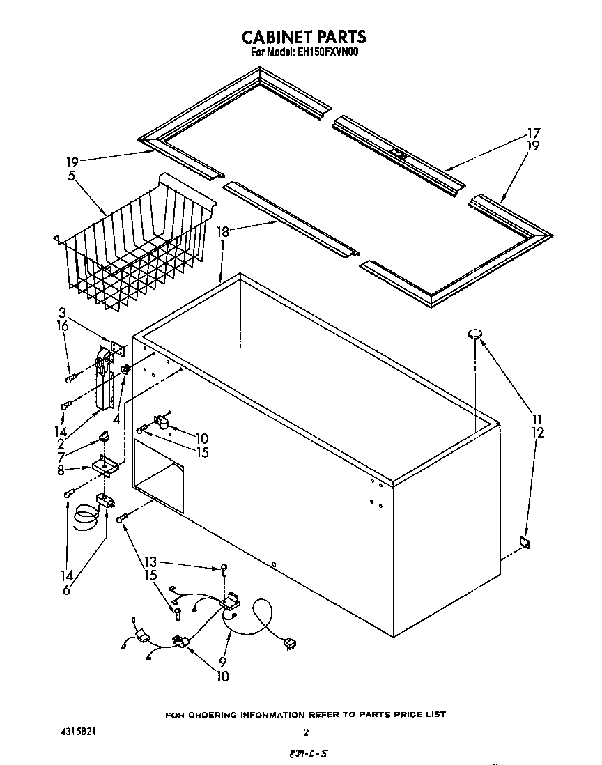 Whirlpool EH150FXVN00 cabinet parts diagram