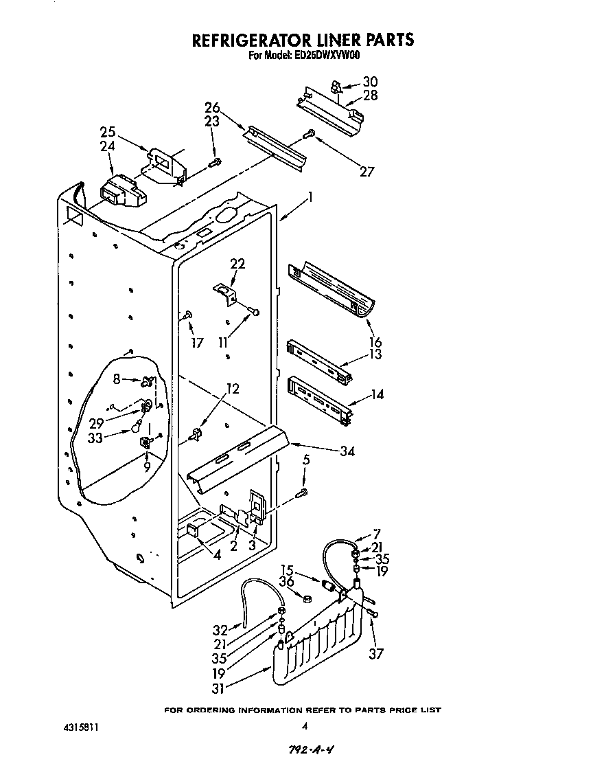 Whirlpool ED25DWXVW00 freezer section diagram