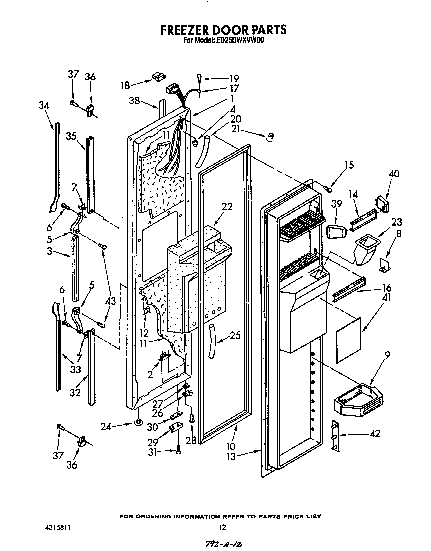 Whirlpool ED25DWXVW00 freezer door diagram