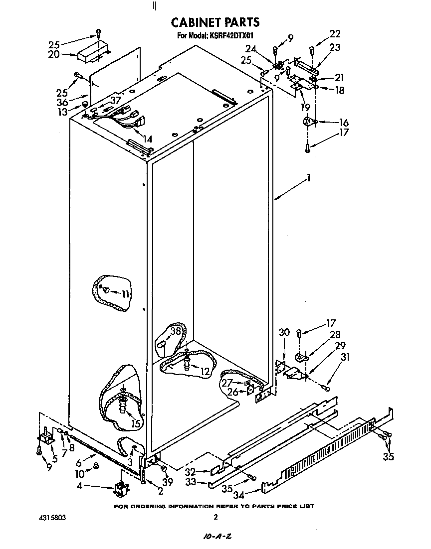 KitchenAid KSRF42DTX01 cabinet diagram