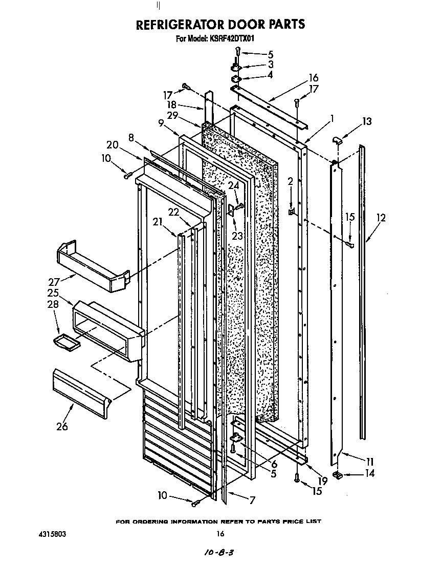 KitchenAid KSRF42DTX01 refrigerator door diagram