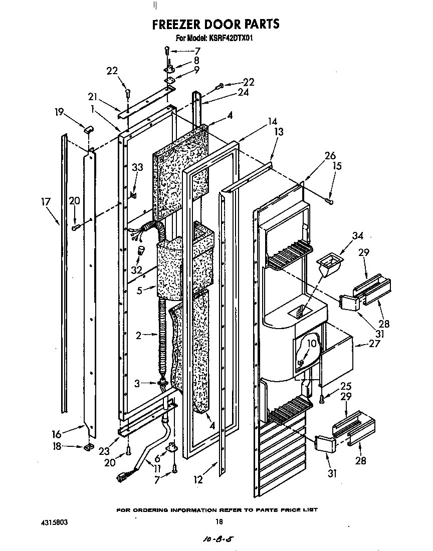 KitchenAid KSRF42DTX01 freezer door diagram
