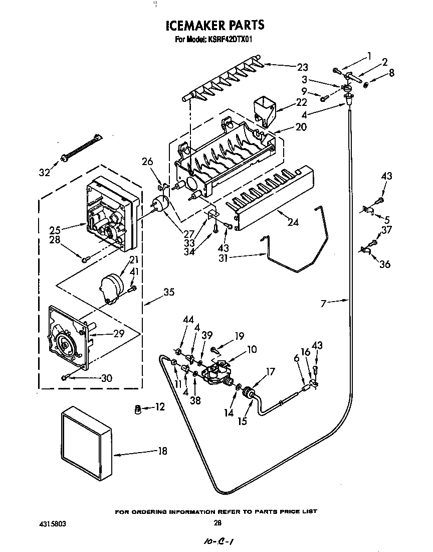 KitchenAid KSRF42DTX01 ice maker diagram