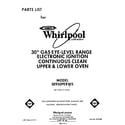 Whirlpool SE950PERW5 front cover diagram