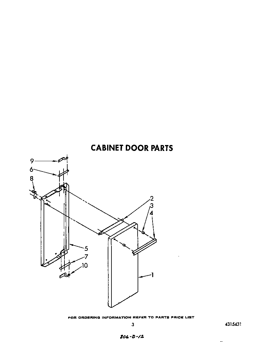 Whirlpool SF5340ERW7 cabinet door diagram