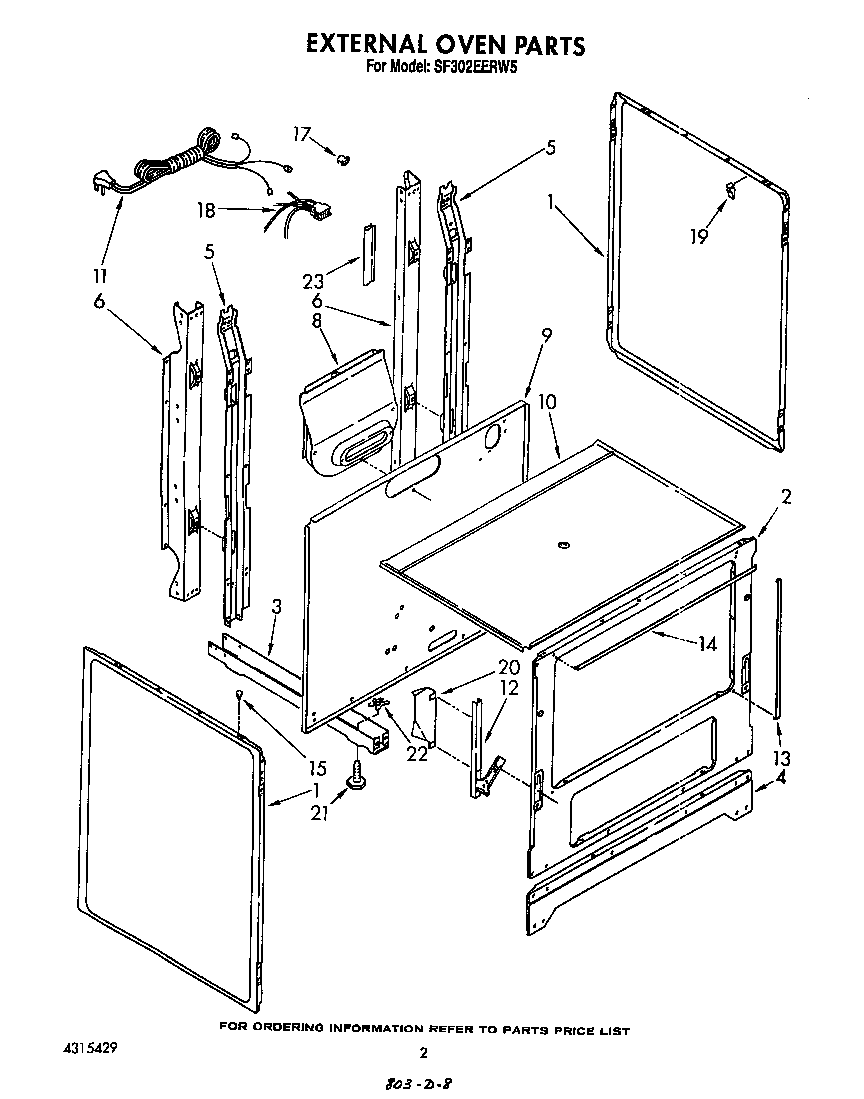 Whirlpool SF302EERW5 external oven diagram