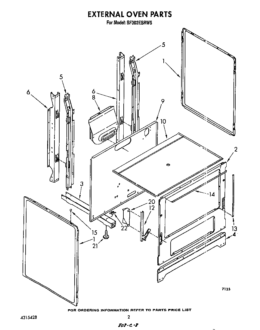 Whirlpool SF302ESRW5 external oven diagram
