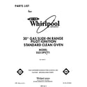Whirlpool SS313PSTT1 front cover diagram